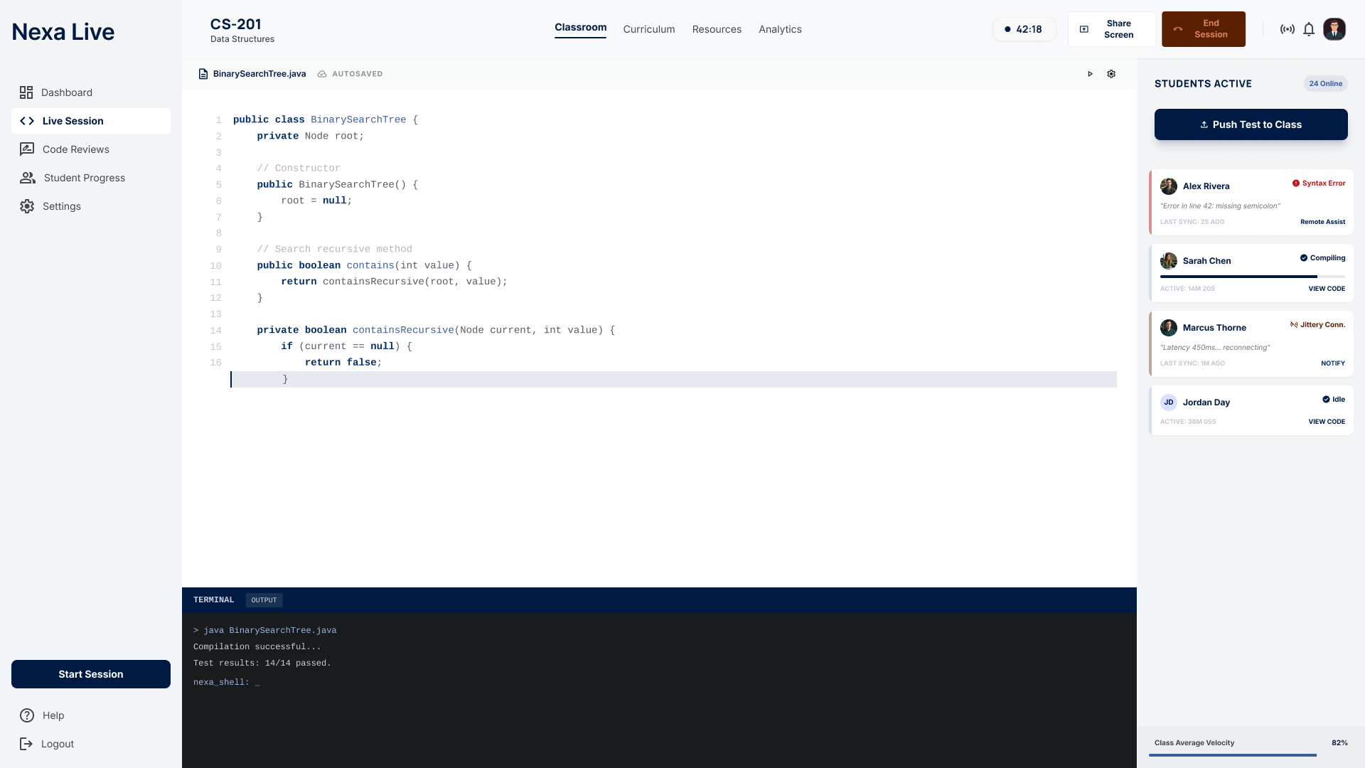 Nexa Live UI screenshot