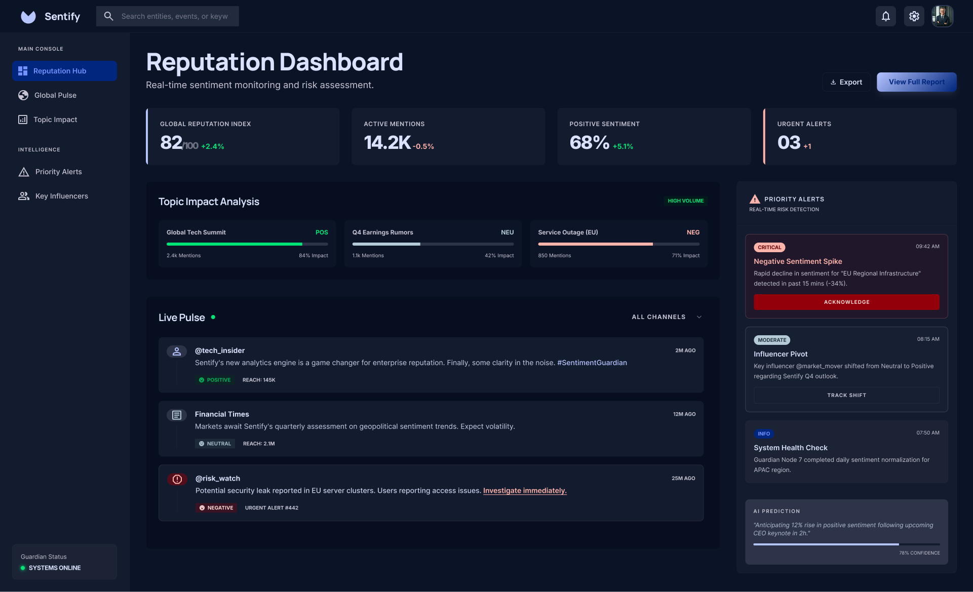 Sentify UI screenshot